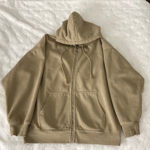 Brandy Melville super heavy weight tan full zip up